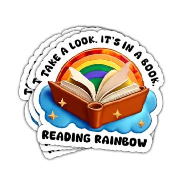 Imagem de Adesivo Take A Look It's in A Book com 3 peças – Decalque de vinil com citação de leitura de arco-íris caprichoso à prova d'água para laptop, garrafa de água, caderno – presente para leitores ávidos