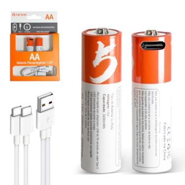 Imagem de Pilha AA Pilha Recarregável AA 2600mah Bateria 1,5v Bateria 1,5v Original 2 Unidades Comum