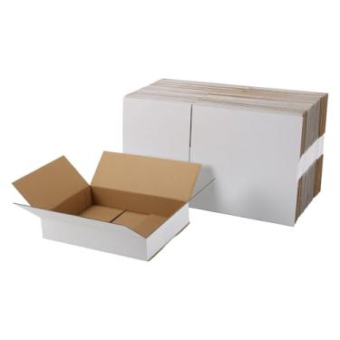 Imagem de CRUGLA 22 x 16,5 x 4,5 cm Conjunto de 40 caixas brancas de papelão ondulado para pequenas empresas