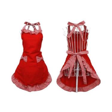 Imagem de Avental De Cozinha Feminino Com Laço De Renda Fofo, Com Bolsos, Roupa 