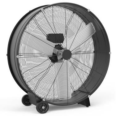 Imagem de PioneerWorks Ventilador de tambor industrial de 76 cm, ventilador de piso resistente de 6000 CFM, potente circulador de ar de 3 velocidades com rodízio de borracha, ventilador de oficina de metal de