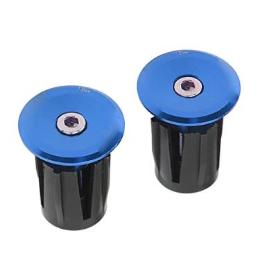 Imagem de Bike Handlebar Plug Durable Lightweight Aluminum Alloy Plastic Bar End Grip Cap para Mountain Bikes Road Bikes 2PCS (Azul)