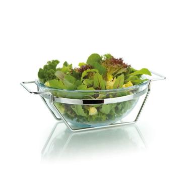 Imagem de Saladeira Redonda de Vidro 3L Suporte de Aço Andrea Forma