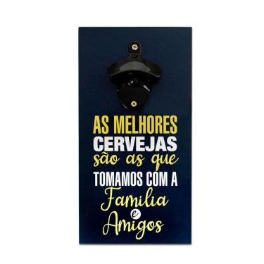 Imagem de Abridor Garrafas Parede Cerveja Amigos Mdf Com Imã 25x13 Cm