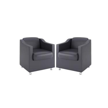 Imagem de Kit 2 Poltronas Bia Decorativa Reforçada Recepção Clinica Salão Sala De Estar Courino