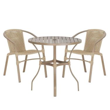 Imagem de 02 Cadeiras Floripa E Mesa Roma 100cm Fendi Trama Rami