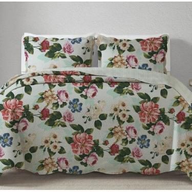 Imagem de Cobre Leito Colcha Cama Casal Estampada Dupla Face Vies 150 Fios Ultra