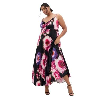 Imagem de City Chic Vestido feminino plus size - plissado com estampa Ariana, Gala de jardim rosa, 46