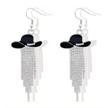 Imagem de Brincos femininos de cowboy ocidental, botas esmaltadas de strass, chapéus, borla, brincos pendentes, acessórios de joias ocidentais, roupas de rodeio para mulheres, Liga de aço, Sem pedra preciosa