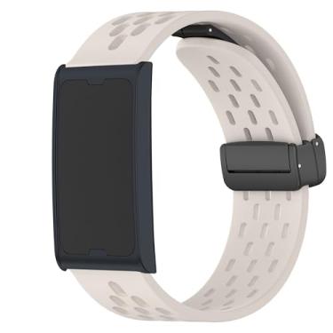 Imagem de Lamshaw Compatível com pulseiras Amazfit Helio, pulseira substituível de silicone respirável de liberação rápida compatível com pulseira Amazfit Helio Fitness Tracker (bege)