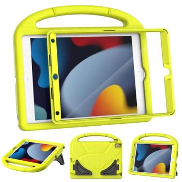 Imagem de TOEVEK Capa infantil para iPad 9ª/8ª/7ª geração, iPad 10.2 com protetor de tela integrado, capa protetora durável à prova de choque para iPad de 10,2 polegadas 2021/2020/2019, amarela