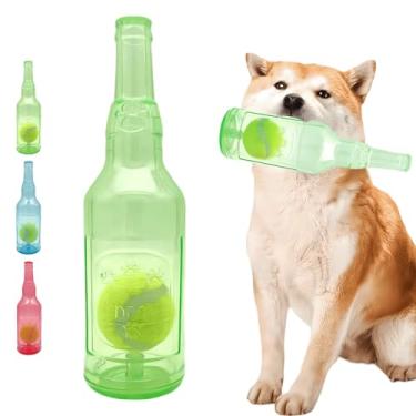 Imagem de Jatmira Brinquedo De Borracha Para Cachorro, Resistente E Fofo, Com Garrafa Que Faz Barulho, Mastigação Longa Duração, Interativo Buscar Dentição, Bola Tênis Incluída (Verde, Médio)