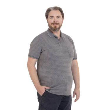 Imagem de Camisa Polo Plus Size Masculina Xadrez Algodão