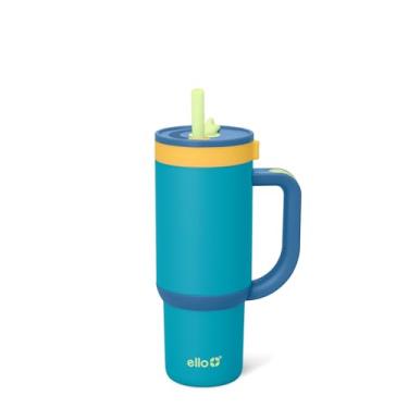 Imagem de Ello Copo infantil Oasis de 510 g com alça e canudo retrátil, copo de aço inoxidável isolado 100% à prova de vazamento, presente para adolescentes, meninas, meninos, mantém frio por 18 horas
