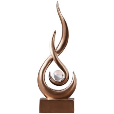 Imagem de AWNR Estátuas de decoração abstrata art déco para casa, prateleiras, mesa, sala de estar, sala de jantar, decorações de escultura moderna de casas à venda (Bronze)