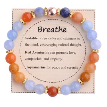 Imagem de KSQS Pulseira De Contas Pedras Curativas Para Mulheres, Proteção E Equilíbrio Com Preciosas Naturais, Cristal Espiritual Alívio Da Ansiedade Cartão Significado (Nº 18)