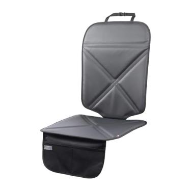 Imagem de Viaviat Protetor de assento de carro de couro à prova d'água capa protetora de segurança infantil com almofada grossa e 2 bolsos grandes tapete durável para todos os assentos automotivos (preto)