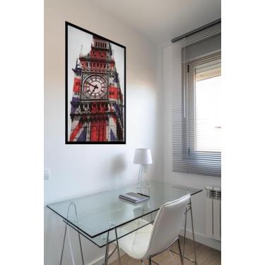 Imagem de Quadro Decorativo Londres Big Ben Bandeira - 70X50Cm - Quadros On-Line