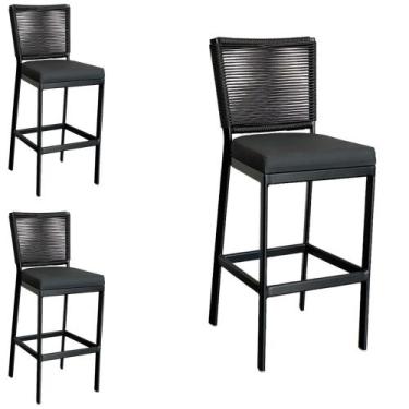 Imagem de Kit 3 Banqueta Banco Estilo Industrial Para Balcão Moderna - Aluminium