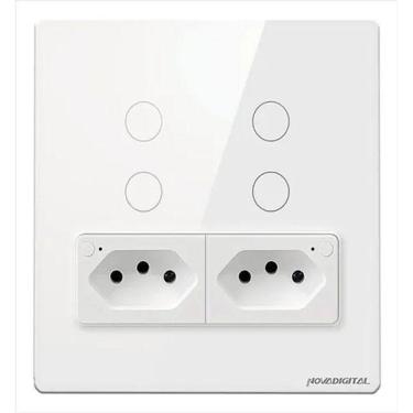 Imagem de Interruptor Touch Wi-Fi Novadigital 4 Botões 2 Tomadas 4X4