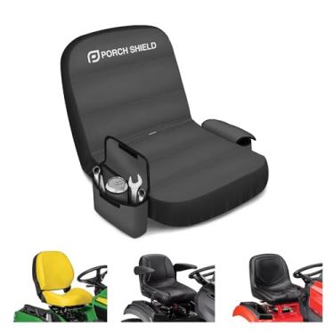Imagem de Porch Shield Capa de assento de trator – Capa de assento impermeável para cortador de grama com base amortecedora de até 38 cm preto e cinza, médio
