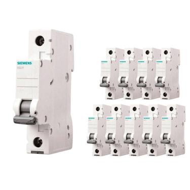 Imagem de Kit 10 Disjuntor Interruptor Unipolar 1P Curva B 25A Siemens