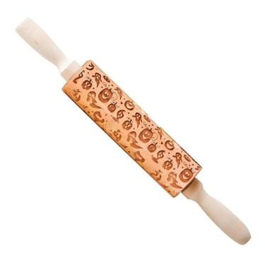 Imagem de Bothyi Rolo de massa em de Halloween Rolo de massa de madeira maciça Utensílios de cozinha Rolos de em para assar fondant Waffles Tortas, S