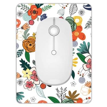 Imagem de Tapete de rato pequeno, mini tapete de rato 15 x 20 cm com base de borracha antiderrapante, tapete de rato quadrado bonito para bandeja de teclado, laptops, mouse sem fio, casa, escritório, viagem, durável e à prova d'água (flores brilhantes)