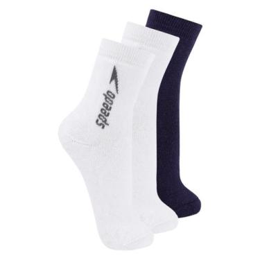 Imagem de Kit com 3 Pares de Meias Esportiva Cano Médio Speedo 8032 Colorido, Az