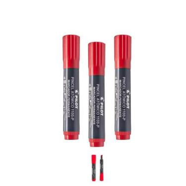 Imagem de Pincel Marcador Vermelho Recarregável Permanente Kit 3 - Pilot