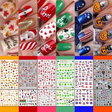 Imagem de Adesivos de arte para unhas IDDFEVE All Holiday 30 Sheets
