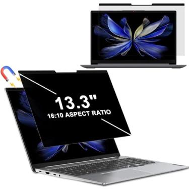 Imagem de Tela magnética de privacidade para laptop 13,3 polegadas 16:9 - Filtro de privacidade para monitor de computador, protetor de luz azul antirreflexo, tela antiespião removível para Lenovo Hp Dell Acer