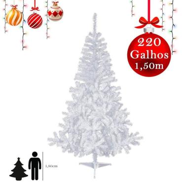 Imagem de Arvore De Natal Branca 1,50 Metros 220 Galhos Pinheiro Luxo