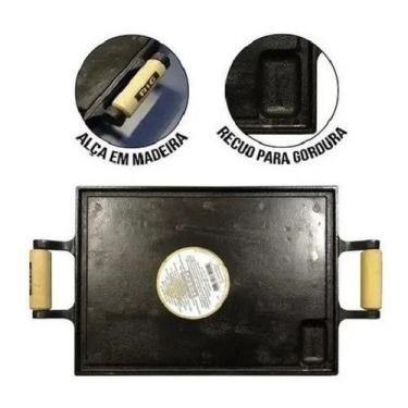 Imagem de Chapa Bifeteira Ferro Fundido Lisa 25x35 Fogão Churrasqueira - Aluferr