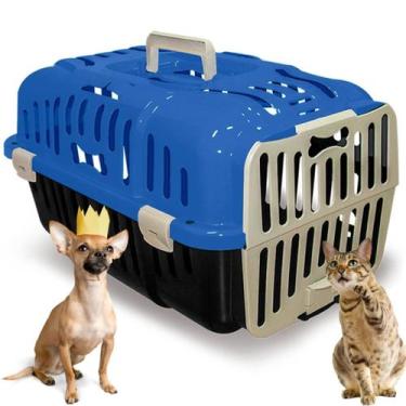 Imagem de Caixa Transporte Segura Gato Cachorro Pequeno Porte N1 Azul - Furacão 