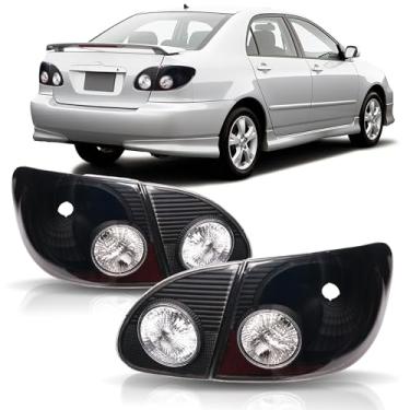 Imagem de Conjunto de luzes traseiras externas pretas compatível com Toyota Corolla 2003-2008 par de lâmpadas de freio traseiro, lado do motorista e do passageiro, 4 peças