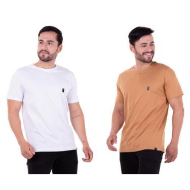 Imagem de Kit 2 Camisetas Blusas Camiseta Masculinas Básicas lisas Flero, Branco