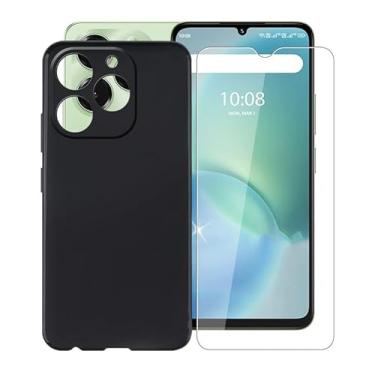 Imagem de AQGGIIXY Capa para Umidigi G9x (6,7 polegadas) com [1 x película protetora de vidro temperado], capa protetora preta à prova de choque capa ultrafina de silicone macio para Umidigi G9x - preta