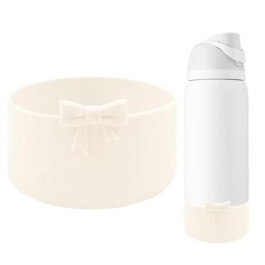 Imagem de GAISHION Bota de arco de silicone compatível com garrafas de água Owala de 946 ml, capa protetora antiderrapante para garrafas de água de aço inoxidável FreeSip, Twist e Flip - Bege