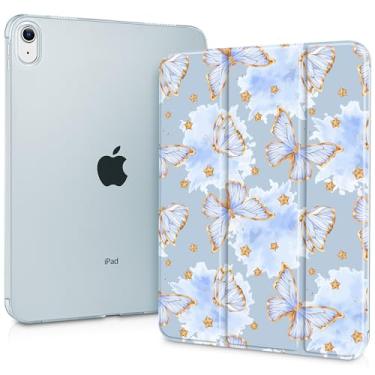 Imagem de Capa para iPad de 11 polegadas A16 2025 geração 11ª / iPad 11 polegadas 10ª geração 2022, suporte dobrável inteligente, capa traseira transparente translúcida para despertar/hibernar, capa fina