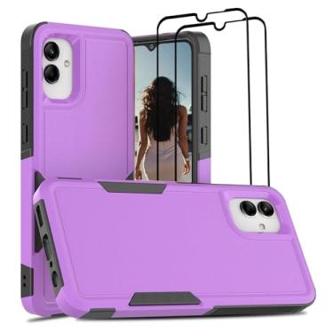 Imagem de Jeylly Capa para Samsung A04, capa para Galaxy A04 com [2 unidades] protetor de tela de vidro temperado, capa protetora resistente de TPU macio flexível com absorção de choque para Samsung Galaxy A04,