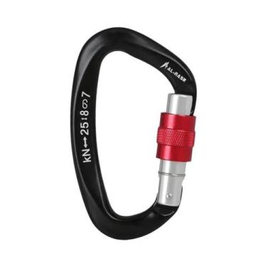 Imagem de Mosquetão Profissional Tipo D 25KN Com Trava De Rosca Em Liga De Alumí