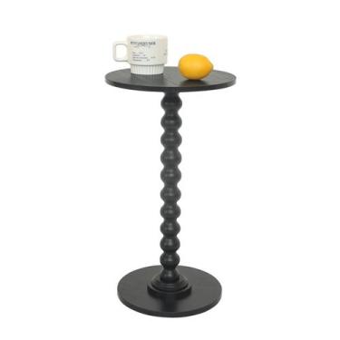 Imagem de Mesa lateral Fultyle, redonda, pequena, para bebidas, preta