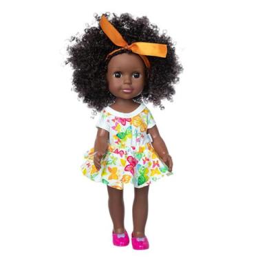 Imagem de Black African Black Baby Cute Curly Black 14inch Vinyl Baby Toy - HUOG