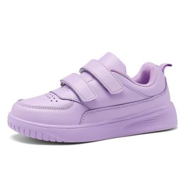 Imagem de Sapatos de tênis DSWED Purple Leather para crianças, meninos e meninas