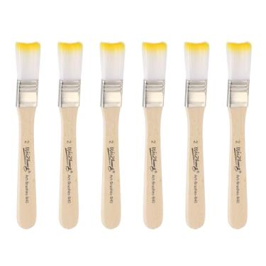 Imagem de HARFINGTON 6 pincéis de pintura pequenos de 1,5 cm de tinta plana e lascas de nylon com cabo de madeira para pintura de arte faça você mesmo, móveis, gabinete, cercas, deck, parede, porta, guarnição