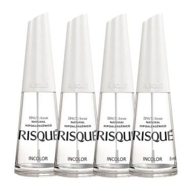 Imagem de Kit 4 Esmalte Risqué Incolor Natural Hipoalergênico com 8ml