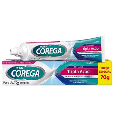Imagem de Creme Fixador De Proteses Ultra Corega Tripla Ação Sem Sabor 70g