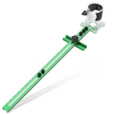 Imagem de Suporte de ranhura de fresagem 4 em 1, gabarito de ferragens de gabinete com perfurador central automático, gabarito de ferragens destacáveis, gabarito de corte circular de liga de alumínio, guias de