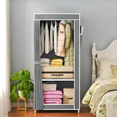 Imagem de Guarda Roupa Cinza Closet Organizador Solteiro com Bolsos Laterais Mon
